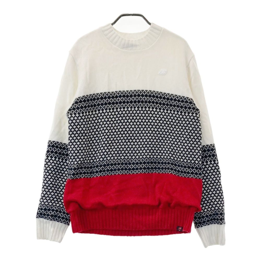 サイズ 4 BALANCE GOLF ニュー ンス 裏地付ウール混 ニットセーター 総柄 ホワイト系 ゴルフウェア メンズ ストスト