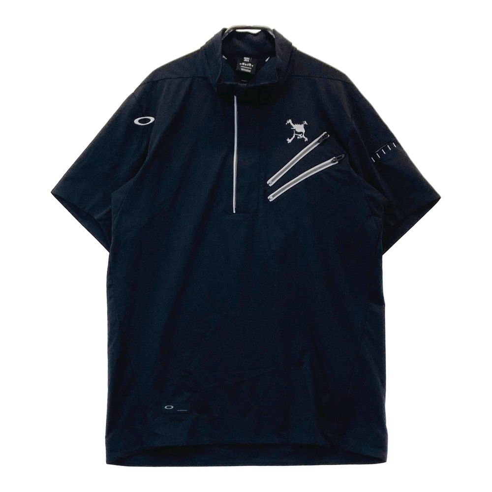 サイズ：XL OAKLEY オークリー ハーフジッップ半袖Tシャツ スカル刺繍