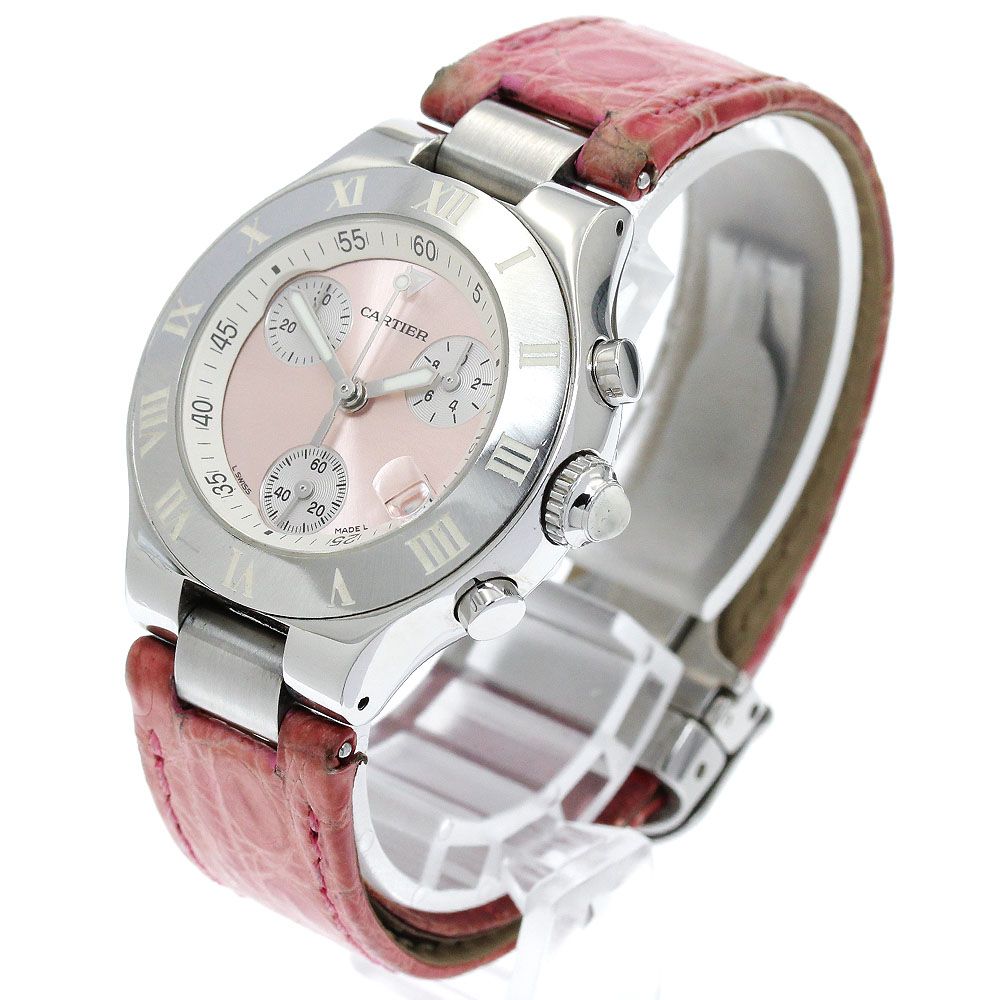 カルティエ CARTIER クロノスカフ デイト クォーツ レディース_917307