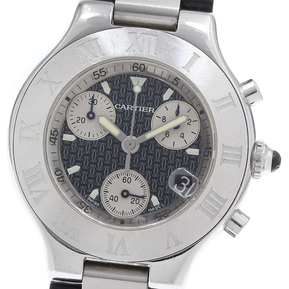 カルティエ CARTIER クロノスカフ デイト クォーツ メンズ保証書付き_916850