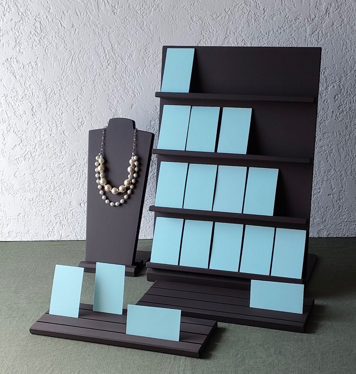 木製 茶色のディスプレイ什器セット