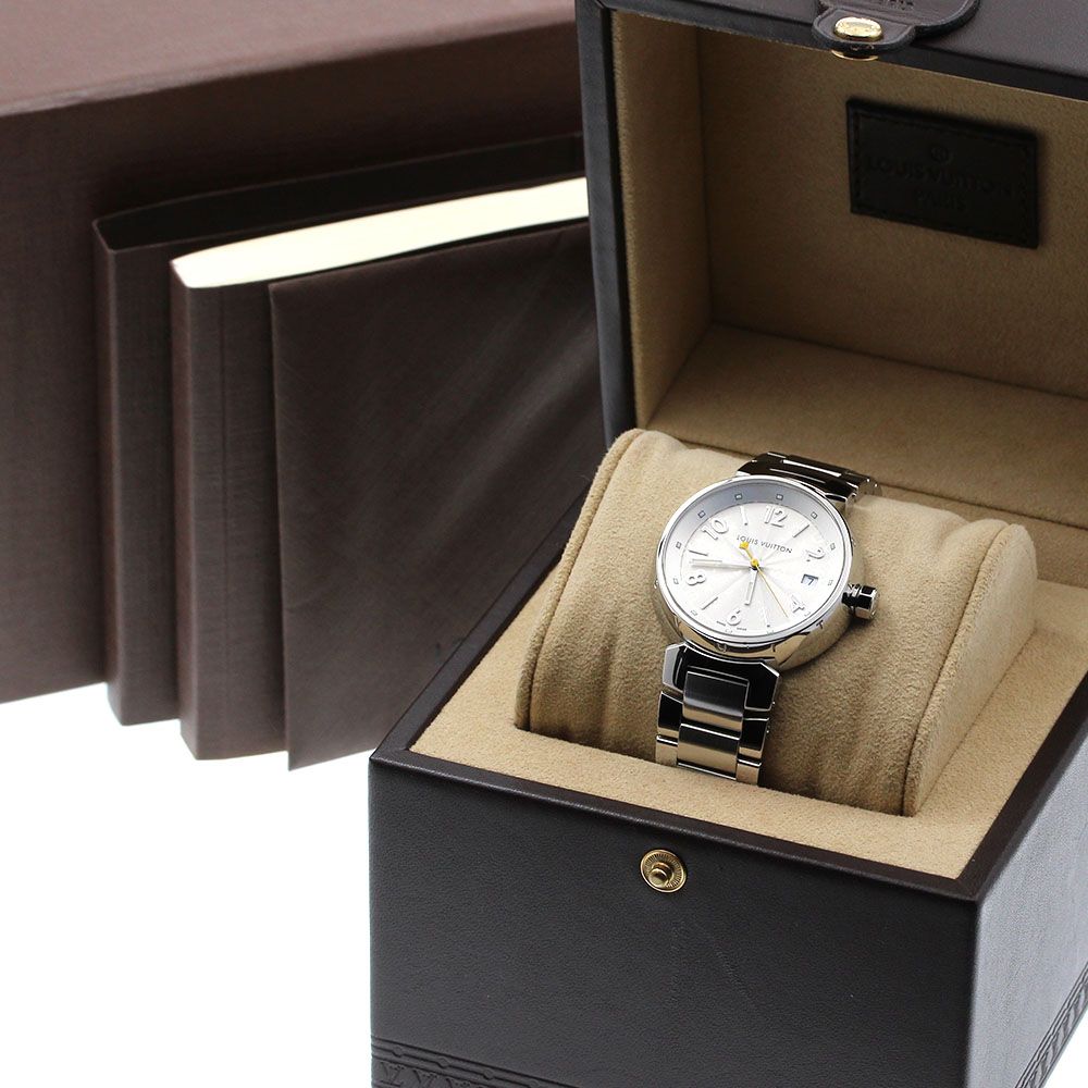 ルイ ヴィトン LOUIS VUITTON Q 1313 タンブール ホログラム デイト クォーツ レディース 箱 保証書付き_915336