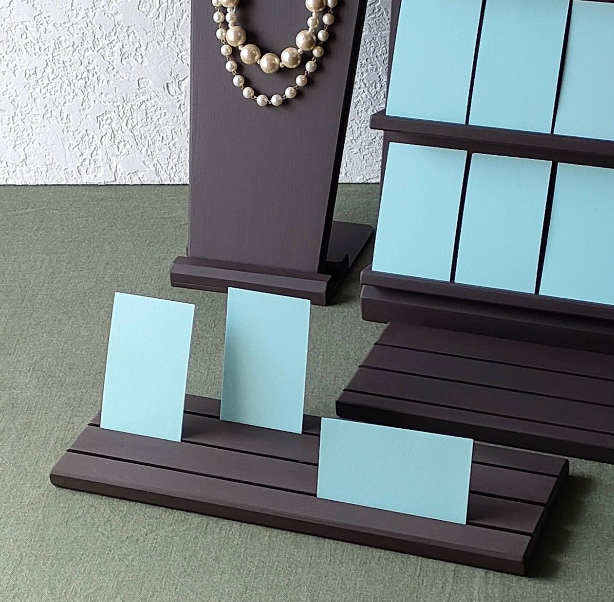 木製 茶色のディスプレイ什器セット