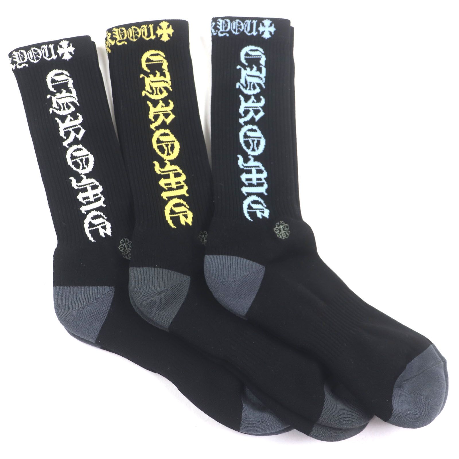 ジ*ス様 CHROME HEARTS クロムハーツロゴ ソックス 靴下 未使用品▽CHROME HEARTS クロムハーツ CHロゴ ソックス 靴下 3点