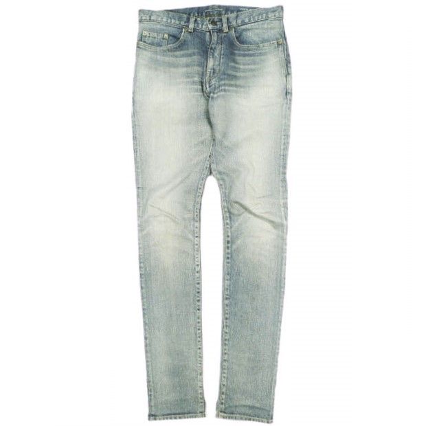 SAINT LAURENT サンローラン D02 WHISKERED SKINNY JEANS ヴィンテージ加工スキニーデニムパンツ 527389 YB477 30 Indigo 5ポケット ジッパーフライ ジーンズ ボトムス g24001