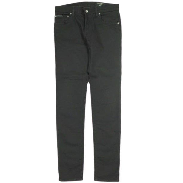DOLCE-GABBANA ドルチェアンドガッバーナ イタリア製 ロゴプレート付き ブラックスキニーデニムパンツ GY07LD G8GW6 48 Black ジップフライ ローライズ ジーンズ ボトムス g24015