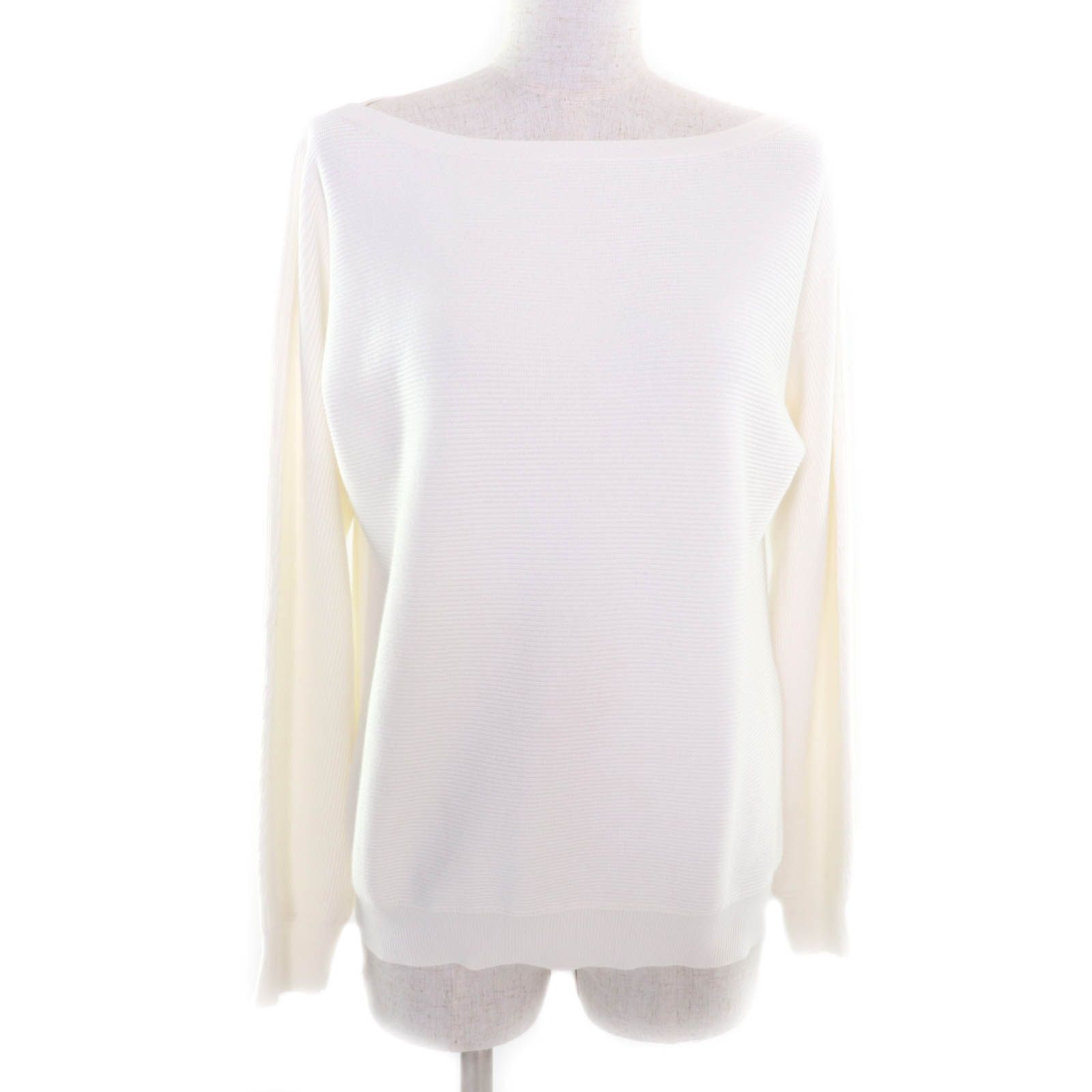 Loro Piana ロロピアーナ FAN 6357 コットン100％ ボートネック 長袖 セーター ニット ホワイト 40 イタリア製 レディース