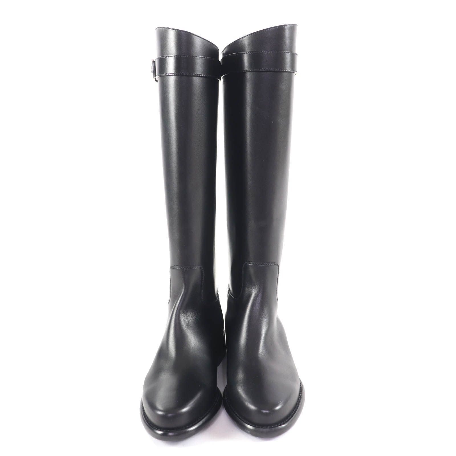 LOUIS VUITTON ルイヴィトン レザー ロングブーツ ブラック 極美品☆LOUIS VUITTON ルイヴィトン ウエストサイドライン LV金具付