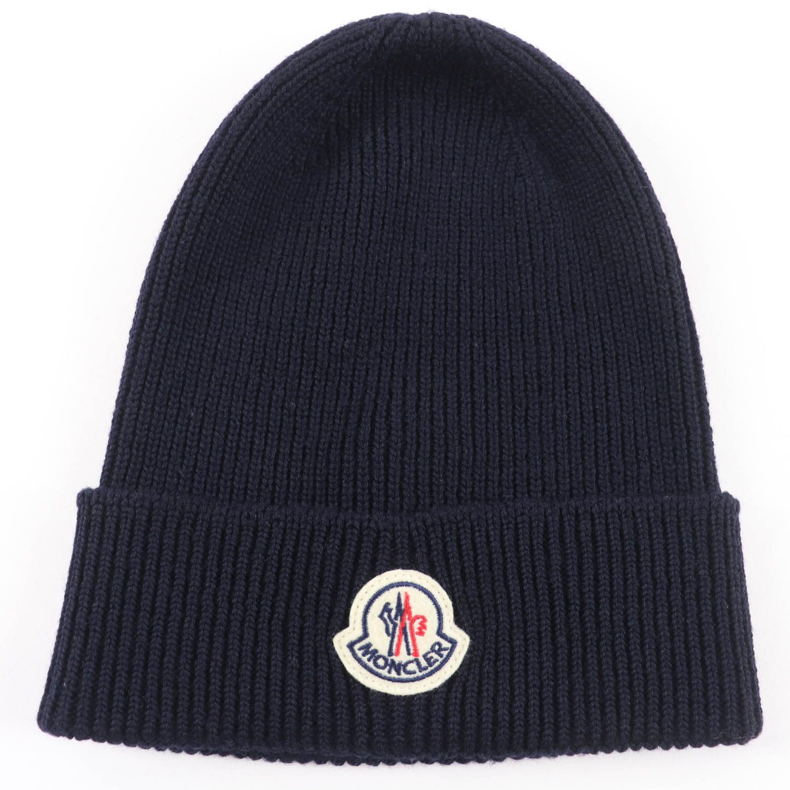 MONCLER モンクレール 2020年製 BERRETTO ウール ロゴワッペン ニットキャップ ビーニー ダークネイビー F イタリア製 レディース