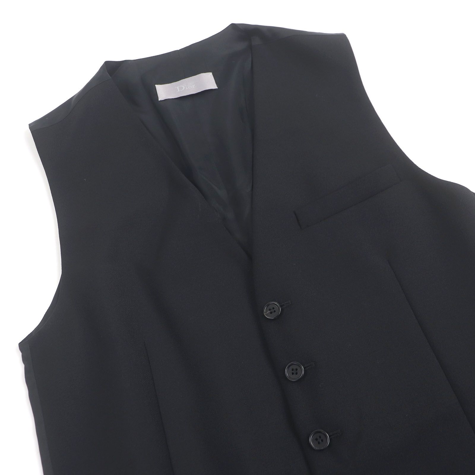 Dior HOMME ディオールオム モヘア混 07 AW エディ期 ロング丈 ジレ ベスト ブラック 44 イタリア製 メンズ
