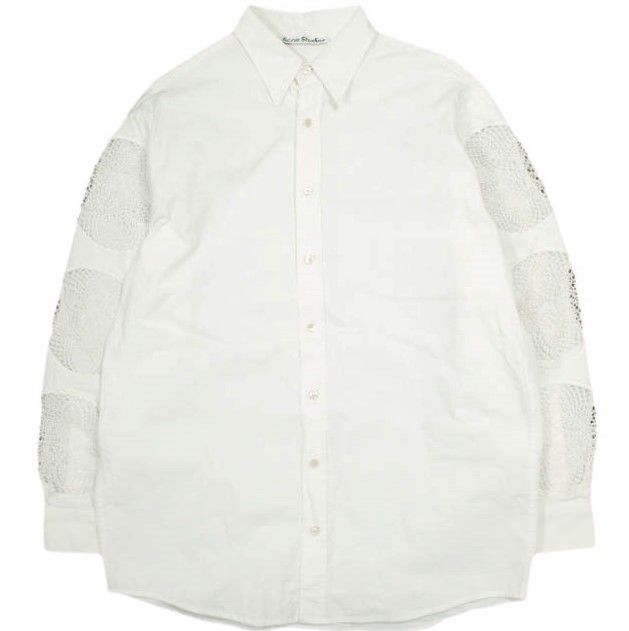 Acne Studios アクネストゥディオズ クロシェ編みシャツ FN-MN-SHIR000446 46 WHITE 長袖 サークル レース トップス g23957