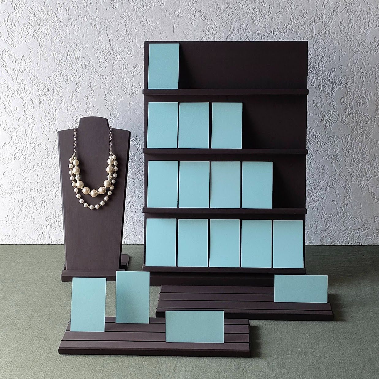 木製 茶色のディスプレイ什器セット