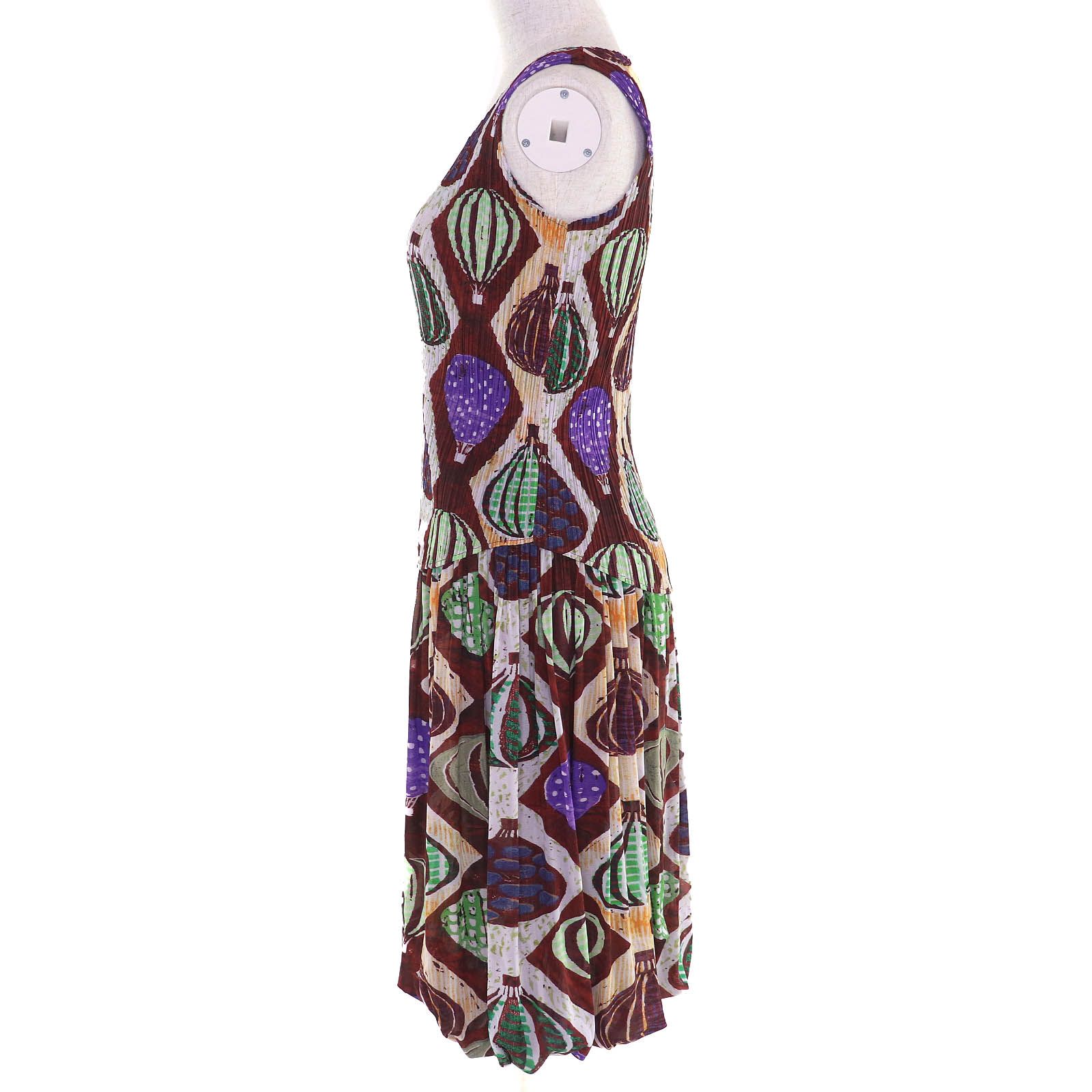 PLEATS PLEASE プリーツプリーズ イッセイミヤケ PP93-JK626 PP93-JG623 気球柄 ノースリーブトップス バルーンスカート セットアップ ブラウン マルチ 3 5 レディース