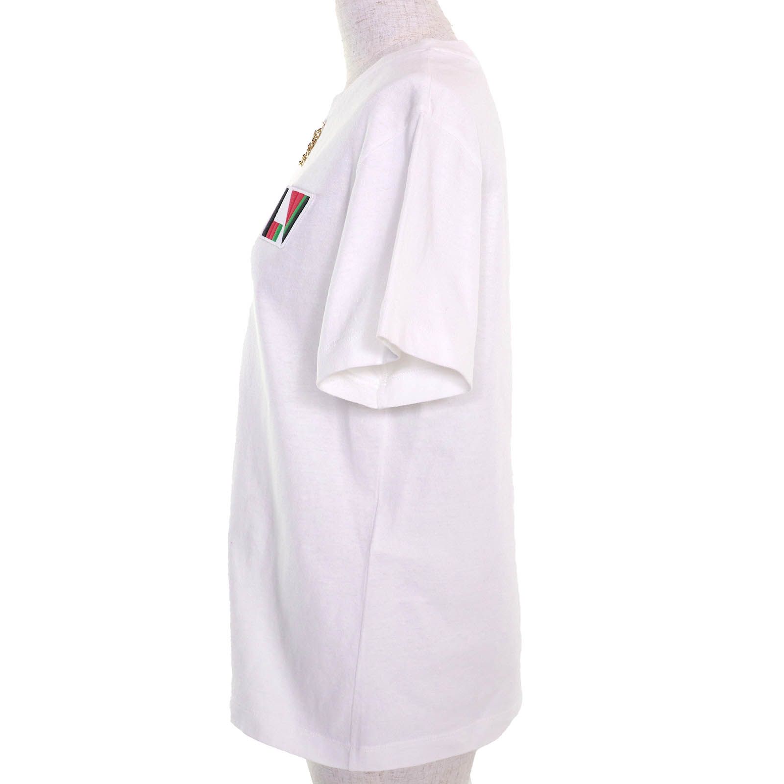 LOUIS VUITTON ルイヴィトン 24SS コットン100% LVチェーン ロゴワッペン クルーネック 半袖Tシャツ ホワイト S イタリア製 レディース