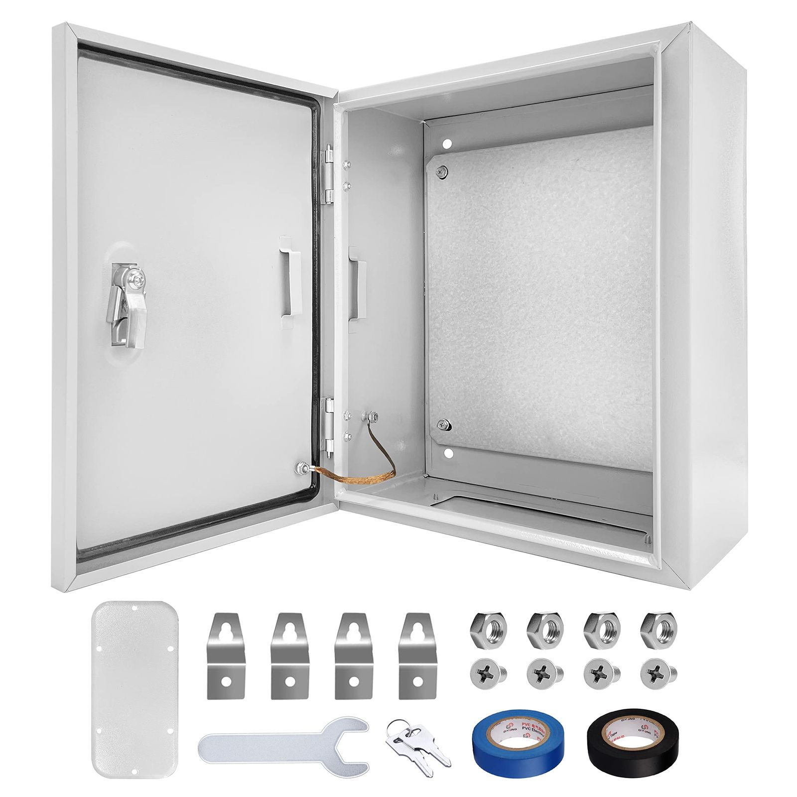 Howhite スチール電気ボックス 50 20 60cm ジャンクションボックス 鋼鉄電気プロジェクト ボックスのエンクロージャの器械の箱 屋内 屋外用 壁掛け 防水 IP66 冷間圧延鋼板 防錆 鍵付き 盗難防止 エンジニアリングボックス 配電ボック