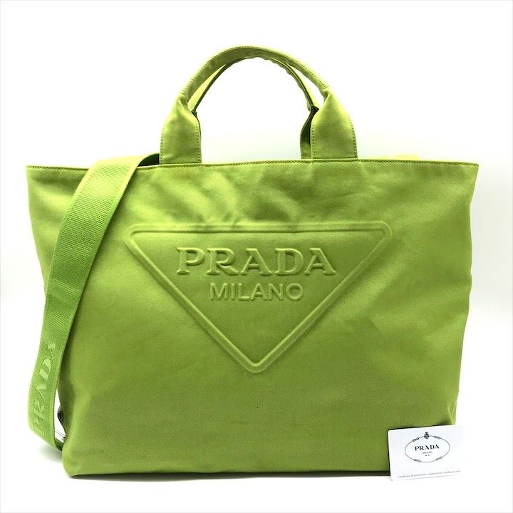 PRADA プラダ キャンバス 2VG081 2way ハンド ショルダー バッグ ビビット グリーン ブランド Bag ユニセックス k5966