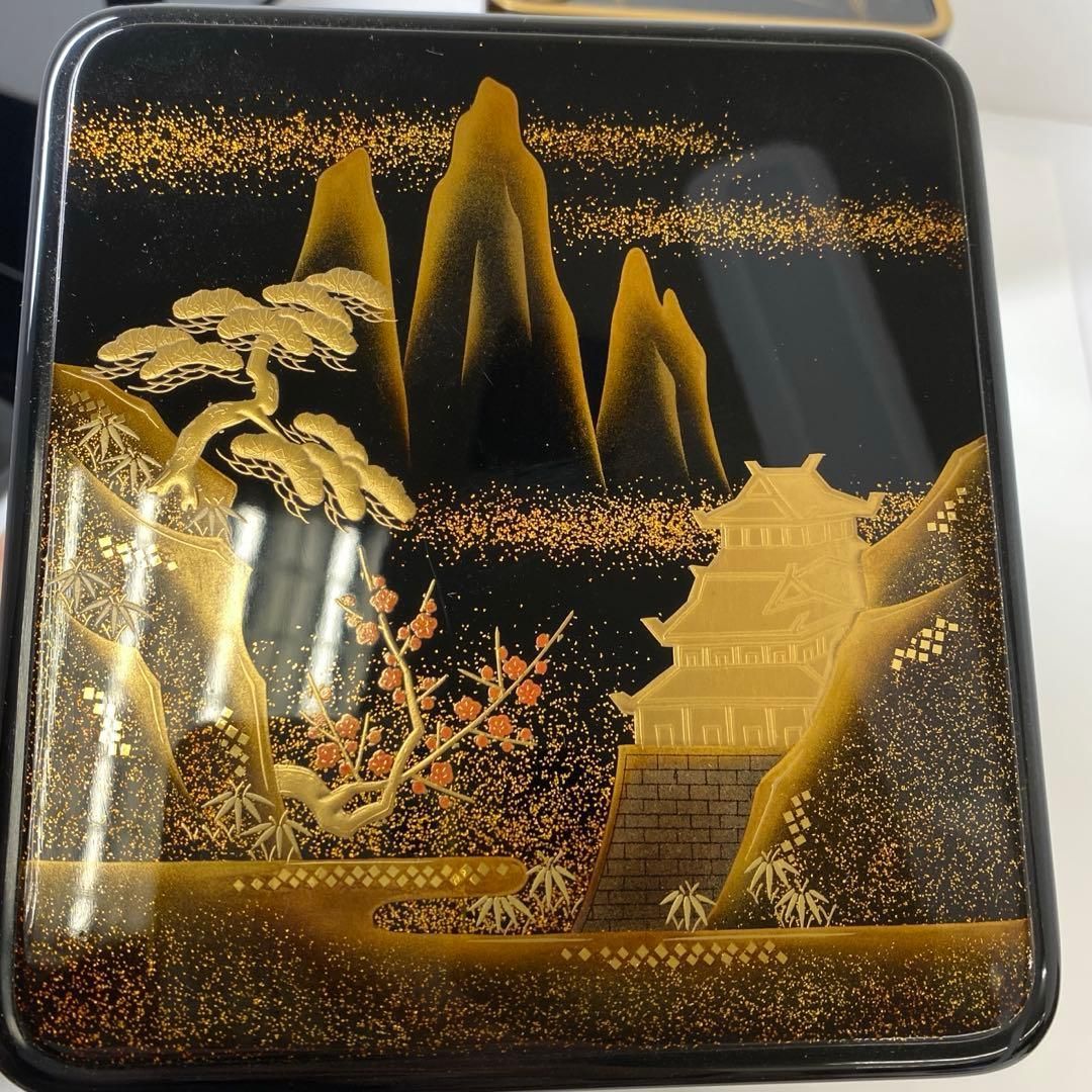 蒔絵師　真山　輪島塗　山水蒔絵　花見弁当　トルサ　本さ7-0211 蒔絵師 真山 輪島塗 山水蒔絵 花見弁当 トルサ 本さ7-0211 蒔絵師 真山