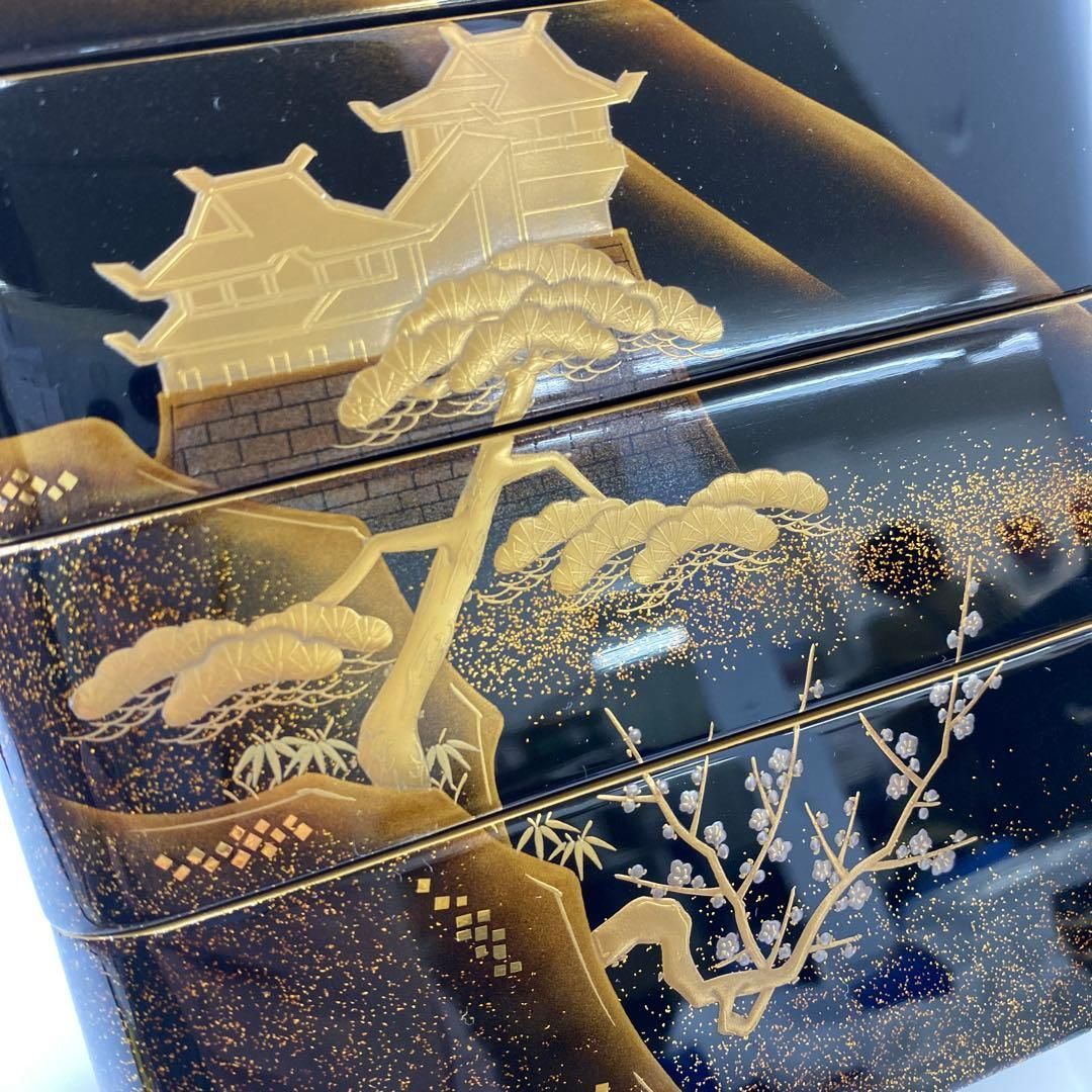 蒔絵師　真山　輪島塗　山水蒔絵　花見弁当　トルサ　本さ7-0211 蒔絵師 真山 輪島塗 山水蒔絵 花見弁当 トルサ 本さ7-0211