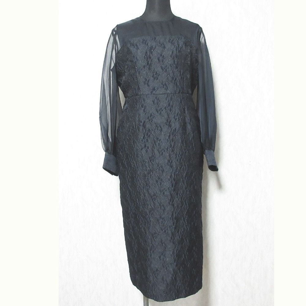 UNITED ARROWS ユナイテッドアローズ ツートーン ジャガード ワンピース 1526-199-2987 サイズ36 ブラック レディース 古着