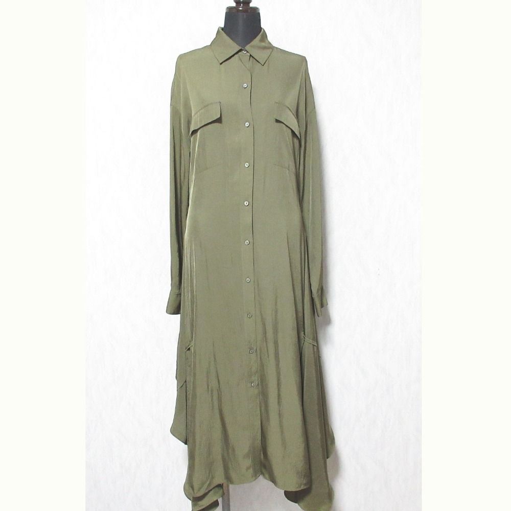 VINCE ヴィンス トリアセ シャツワンピース 303-66035 サイズS カーキ レディース 古着