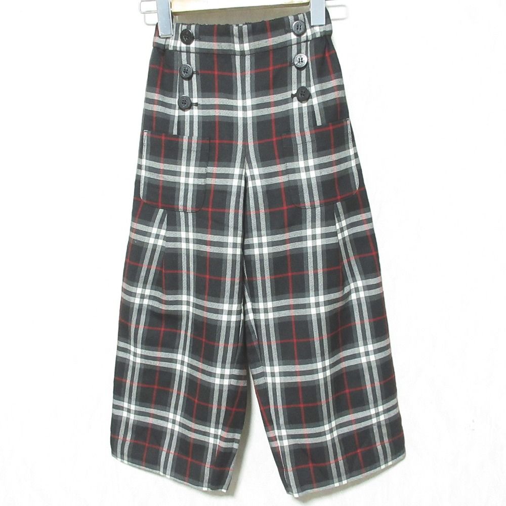バーバリー キッズ ノバチェック ワイドパンツ 8 Y 128 cm ブラック系 古着