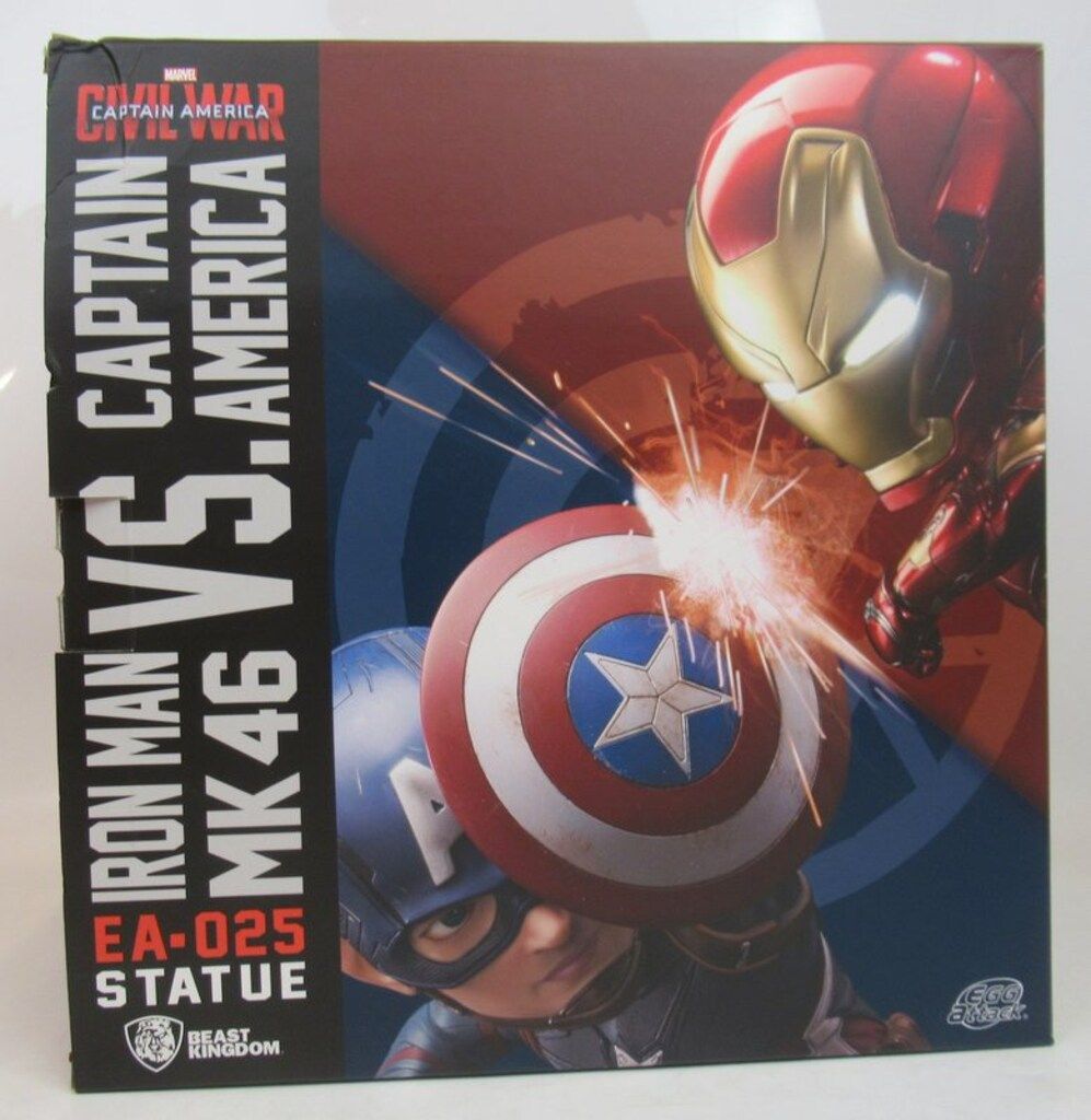 BEAST KINGDOM EGG ATTACK STATUE IRON MAN MK46 VS CAPTAIN AMERICA
