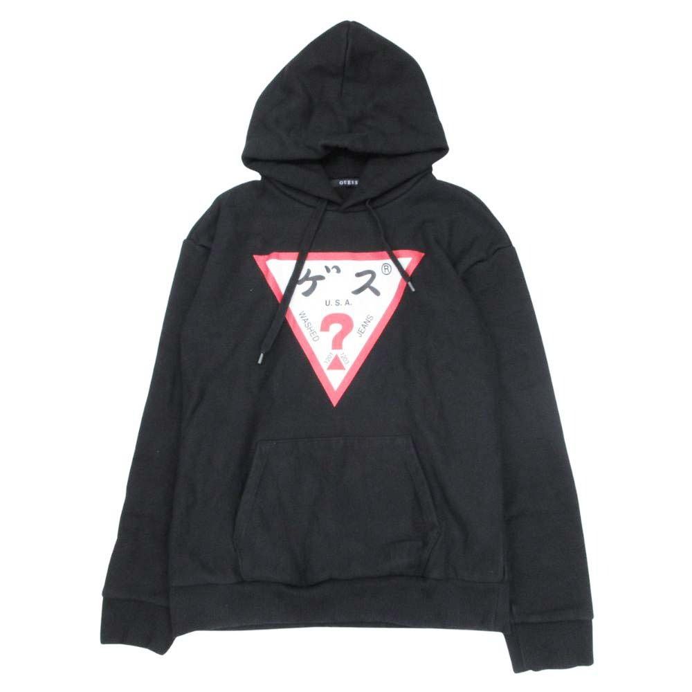 17aw SOPHNET.×GUESS ソフネット×ゲス カタカナ トライアングル スウェット フーディー パーカー ロゴ M 黒 ブラック メンズ 古着