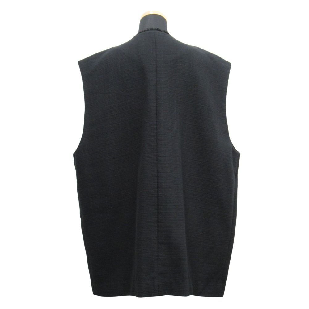 PARIGOT パリゴ マレスカ スラブ ツイード ベスト カットソー ノースリーブ 金ボタン サイズF 黒 ブラック レディース 古着