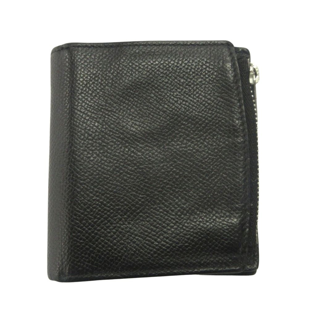 Maison Margiela メゾンマルジェラ 二つ折り財布 コンパクトウォレット ステッチ レザー 黒 ブラック メンズ レディース 古着