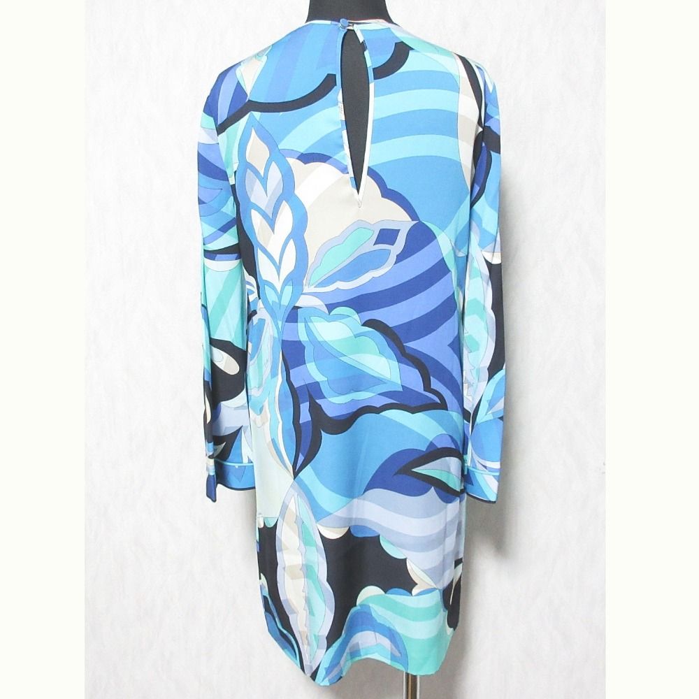 美品 EMILIO PUCCI エミリオプッチ プッチ柄 長袖 シルクミニドレス