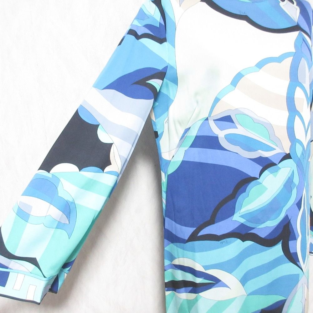 美品 EMILIO PUCCI エミリオプッチ プッチ柄 長袖 シルクミニドレス