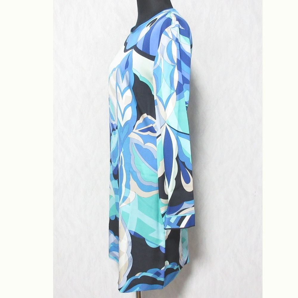 美品 EMILIO PUCCI エミリオプッチ プッチ柄 長袖 シルクミニドレス