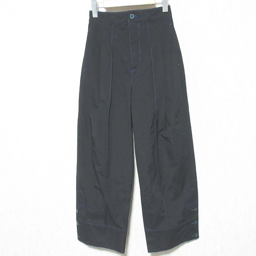 25SS UN3D. アンスリード ステッチ ワークパンツ ワイドパンツ 522520700201 38 ブラック レディース 古着