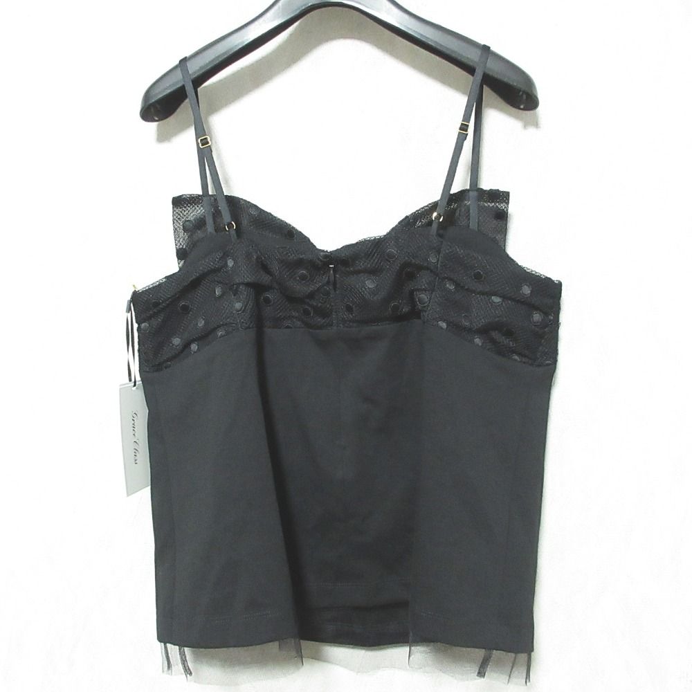 25SS Grace Class グレースクラス グレースコンチネンタル ドット ボウタイ キャミソール 0225248038 38 ブラック レディース 古着