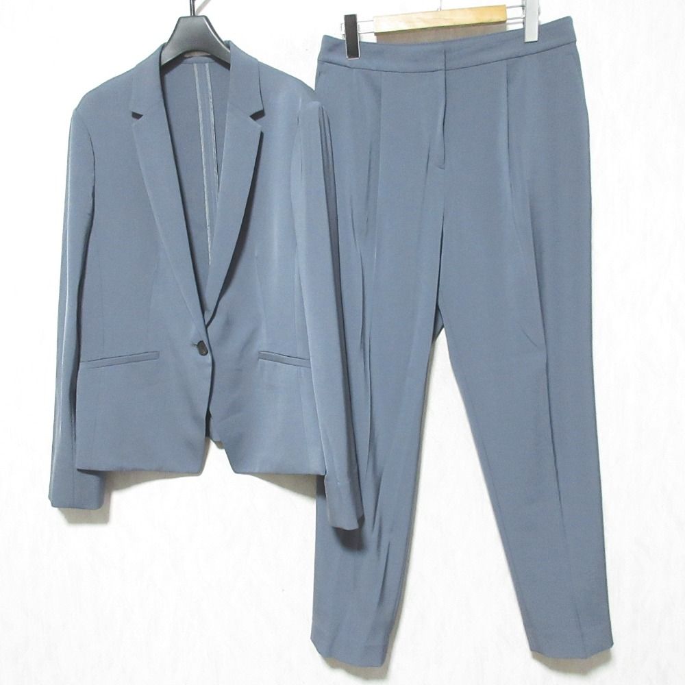 ICB アイシービー テーラードジャケット パンツ スーツ セットアップ サイズ42 グレー レディース 古着