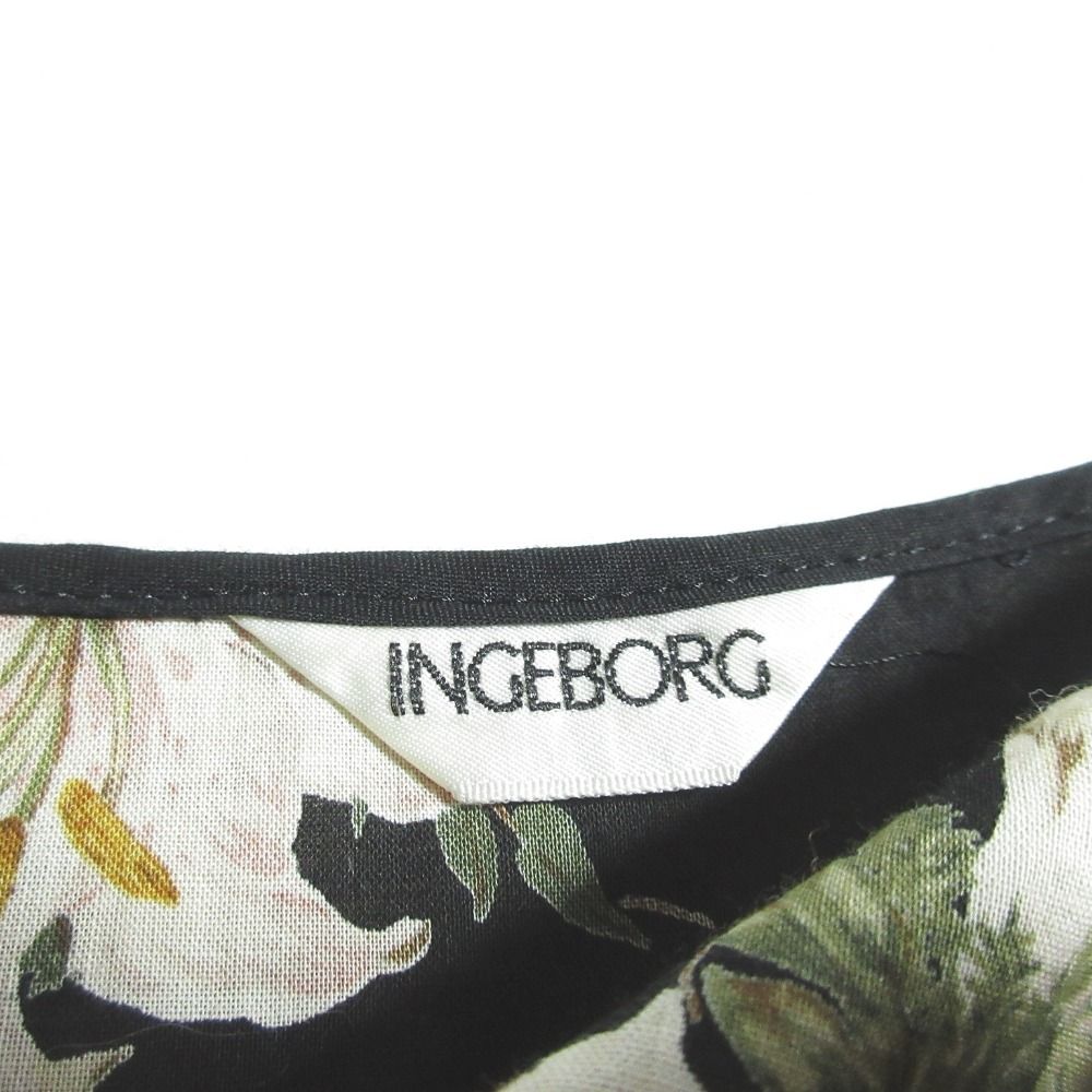 美品 INGEBORG インゲボルグ ベルト付き フラワープリント フリル  