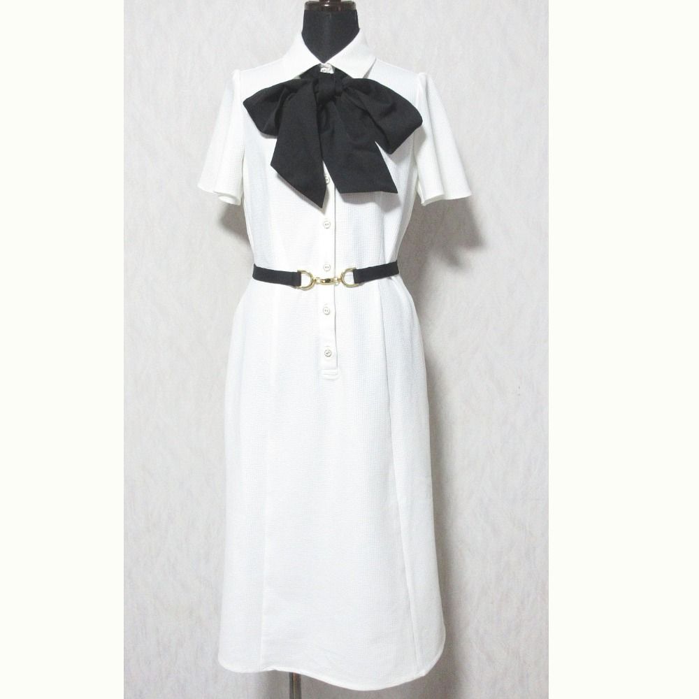 kay me ケイミー ベルトリボン付き ワンピース 0AAU2291 サイズ7 ホワイト レディース 古着