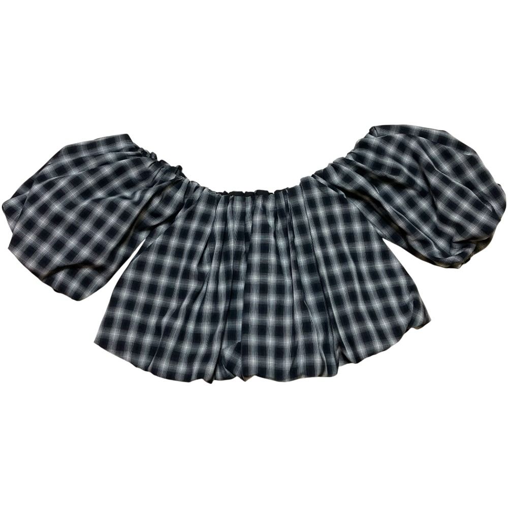 25SS anuans アニュアンス ボリュームバルーントップス オフショルダーブラウス サイズF ブラック ホワイト レディース 古着