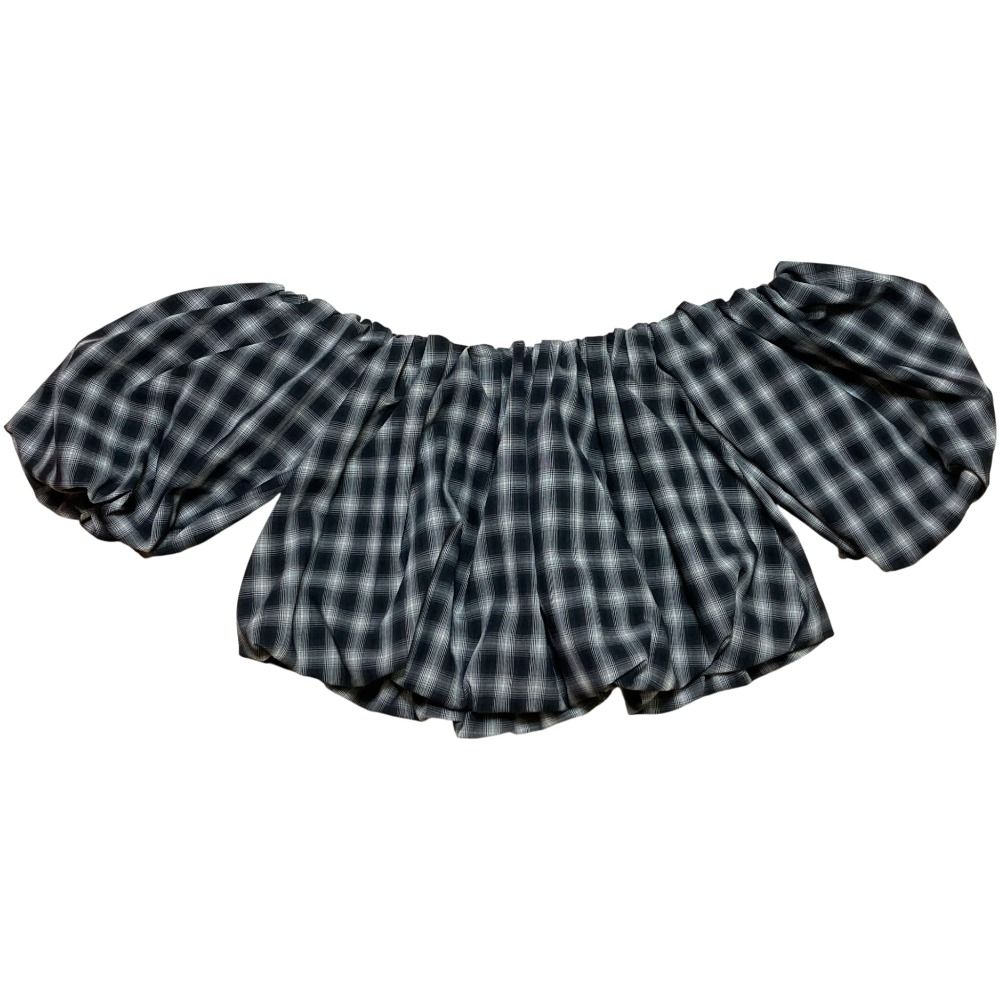 25SS anuans アニュアンス ボリュームバルーントップス オフショルダーブラウス サイズF ブラック ホワイト レディース 古着