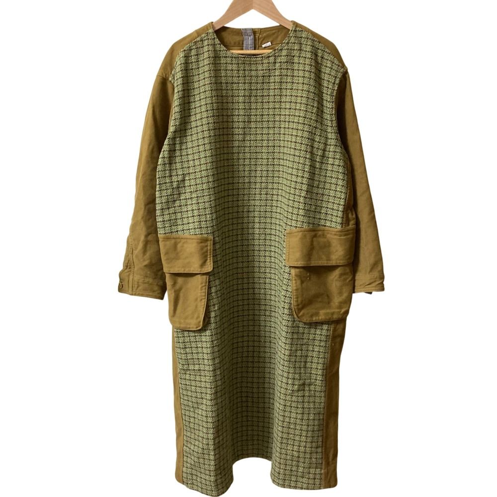 45R フォーティファイブアール コットンツイードのコンビハンティングドレス ワンピース 71050053 ベージュ グリーン レディース 古着