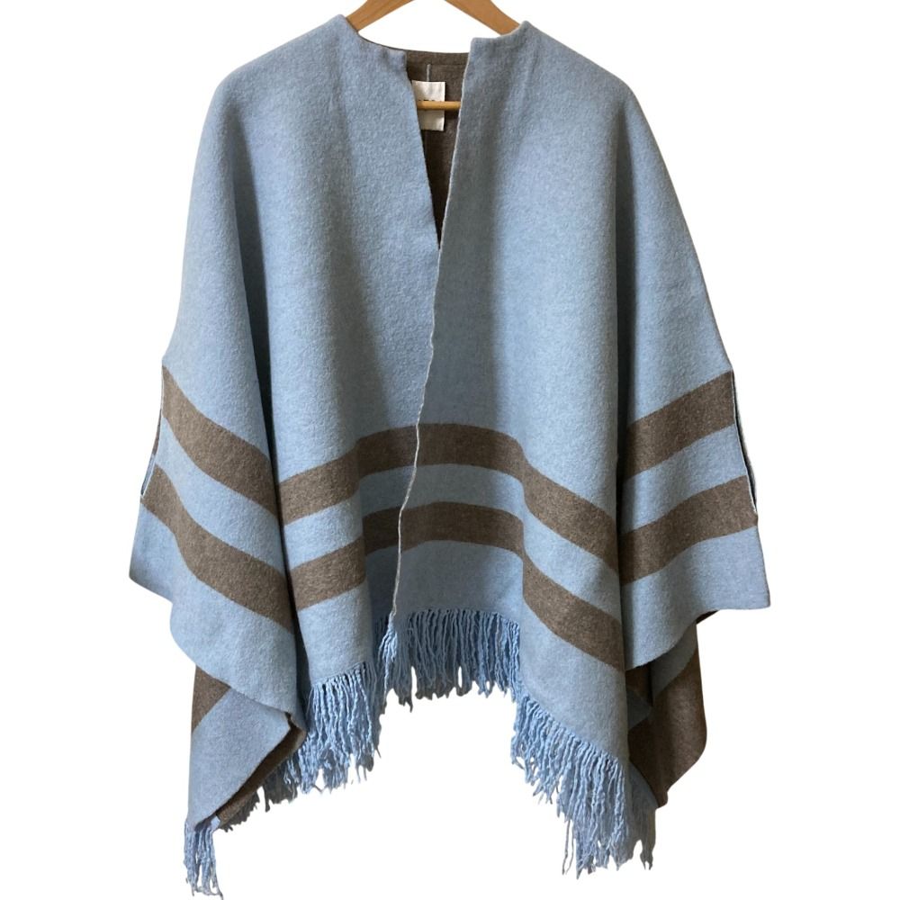 45R フォーティファイブアール 縮絨フロートニットのポンチョ サイズ0 ライトブルー レディース 古着