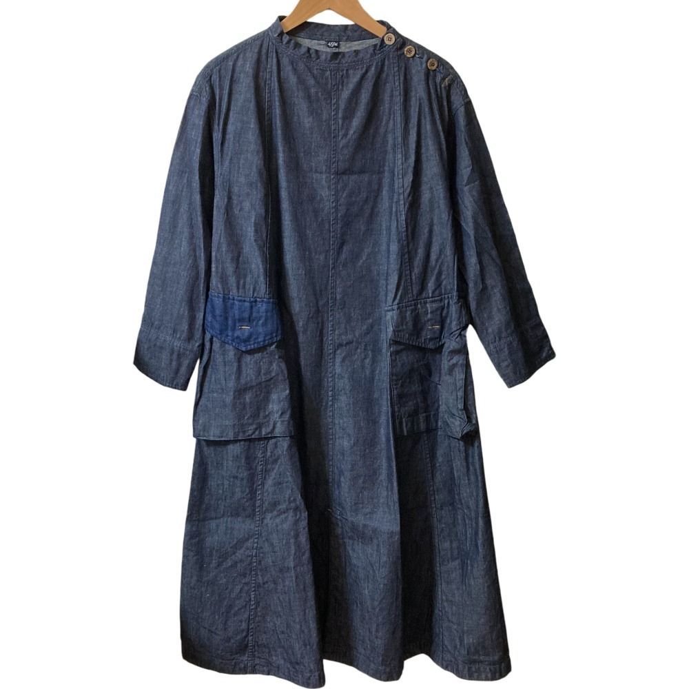 45R フォーティファイブアール モンプチデニムのセイルドレス ワンピース インディゴブルー濃 レディース 古着