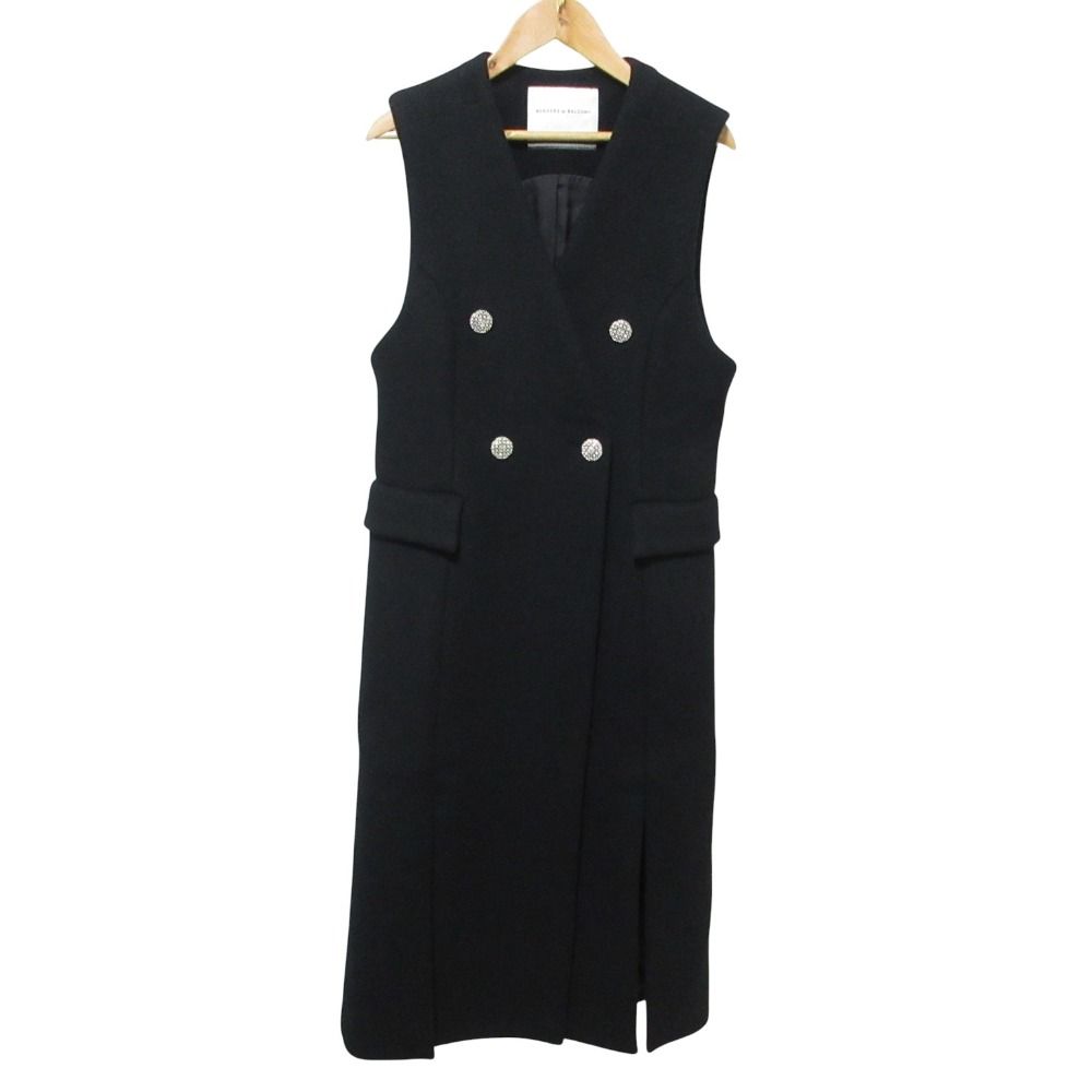 BORDERS at BALCONY ボーダーズアットバルコニー ダブルブレステッドジレ ロングベスト BD2121-3A-10 36 ブラック レディース 古着