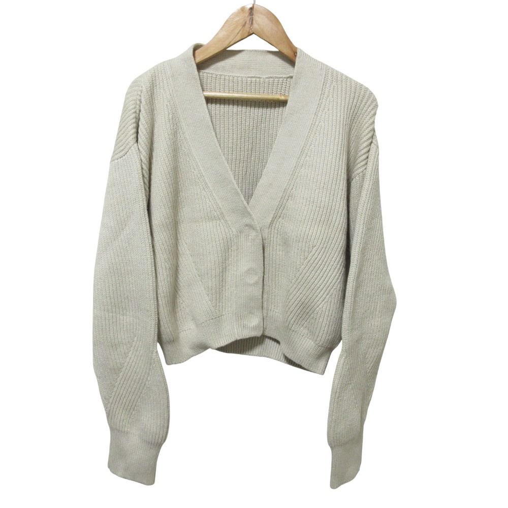 クリーニング済 FOXEY フォクシー Madeleine コットン クロップド ニット カーディガン 41894 ベージュ レディース 古着