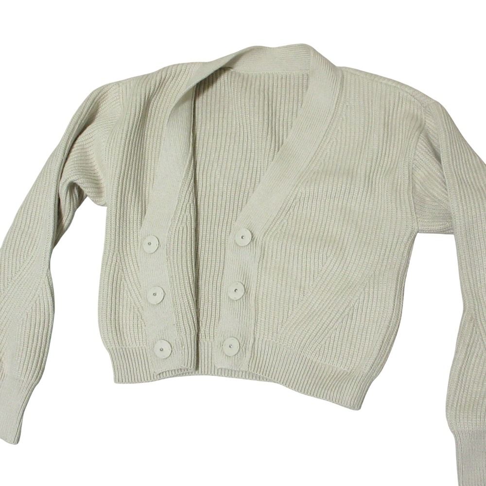  クリーニング済 FOXEY フォクシー Madeleine コットン クロップド ニット カーディガン 41894 ベージュ レディース 古着 長袖 カーディガン ボレロ アンサンブル