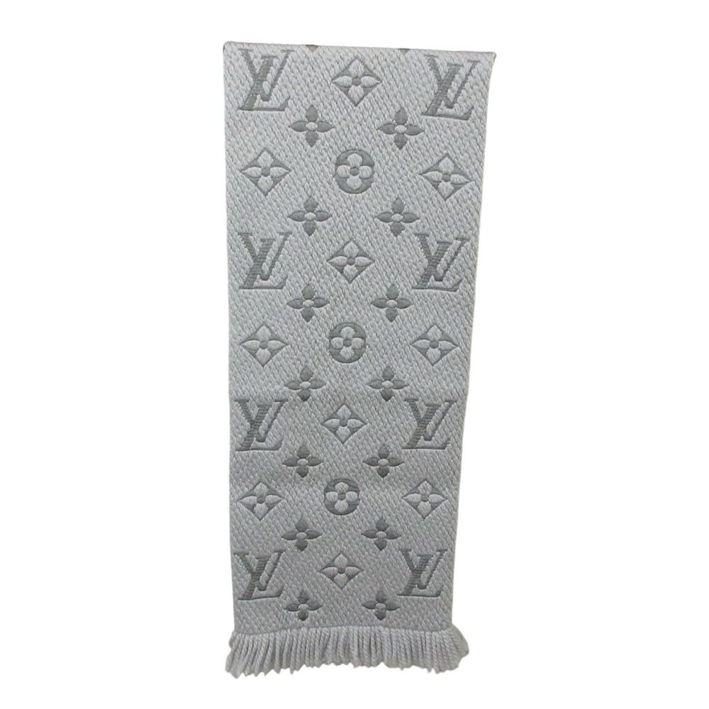 Louis Vuitton ルイヴィトン エシャルプ ロゴマニア シルクブレンド マフラー ストール グレー レディース 古着