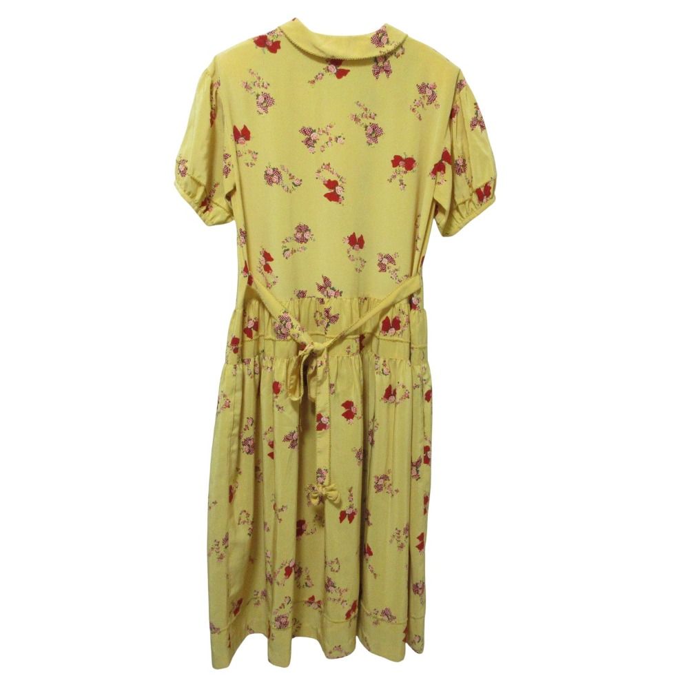 PINK HOUSE ピンクハウス フラワープリント 半袖 ロングワンピース イエロー レディース 古着