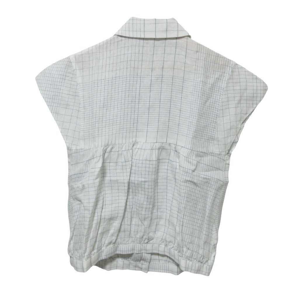 mina perhonen ミナペルホネン cahier 半袖 リネンシルク シャツ ブラウス 38 ホワイト レディース 古着