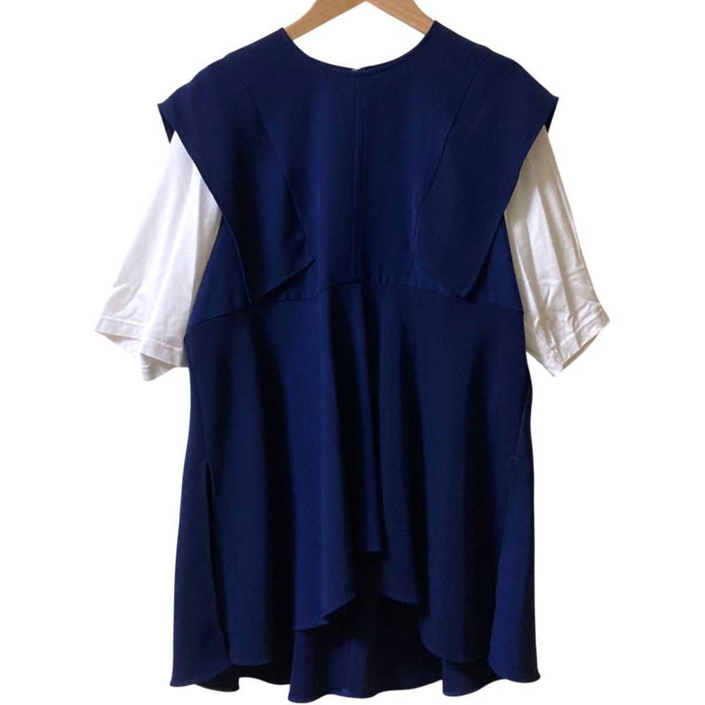 24AW ENFOLD エンフォルド SLEEVE-LAYERED PULLOVER ブラウス 300HA2330-2690 サイズ38 ダークブルー レディース 古着