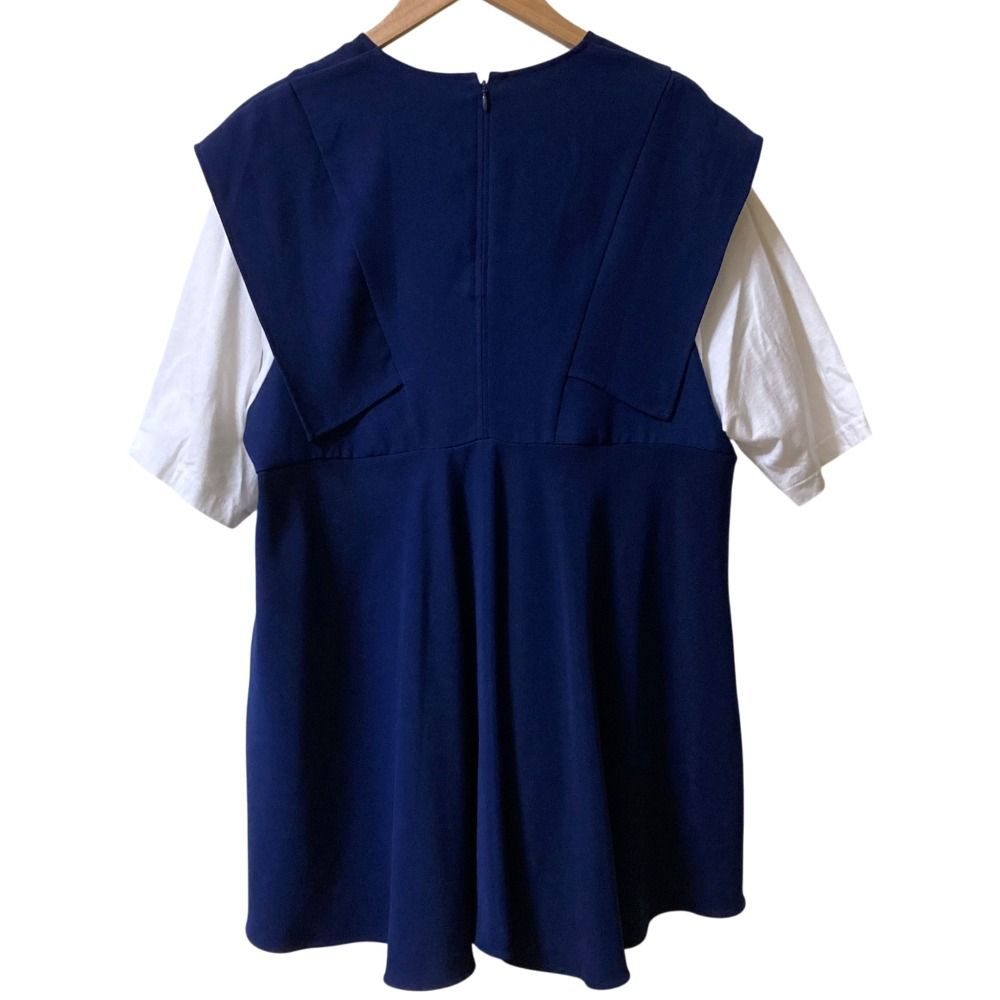 24AW ENFOLD エンフォルド SLEEVE-LAYERED PULLOVER ブラウス 300HA2330-2690 サイズ38 ダークブルー レディース 古着